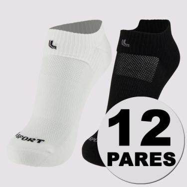 Imagem de Kit Meia Lupo Cano Baixo Dry Fit Running 12 Pares Preta e Branca, 41-4