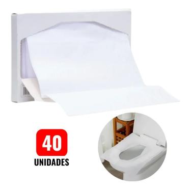 Imagem de Protetor de Assento Sanitário Descartável Caixa Pequena com 40 Folhas para Banheiros de...