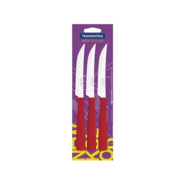 Imagem de Faca para Churrasco Tramontina Inox 4 New Color - 3 Peças