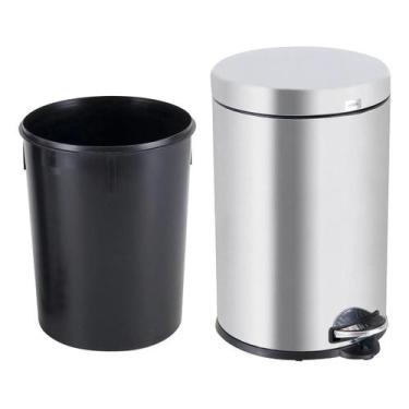 Imagem de Lixeira Cozinha 20l Prata Inox 46x29x29cm Pedal - Brinox