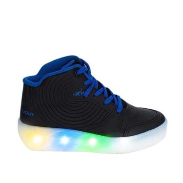 Imagem de Tênis Kidy Street Star LED Rodinha Infantil Preto Azul, 29