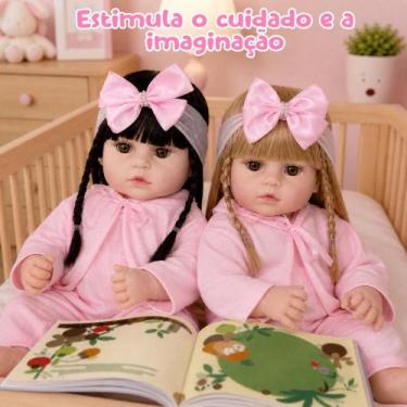 Imagem de Bebê Gêmeas Reborn Menina 100% Silicone + Acessórios Bolsa - Cegonha R