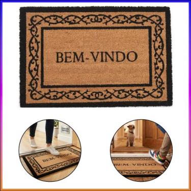Imagem de Capacho Fibra Coco Bem Vindo Cerca Viva 50x75 Antiderrapante - Kapazi