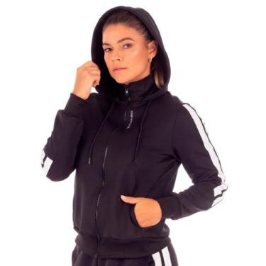 Imagem de Jaqueta Poker Conexão c/ Capuz Feminina - Preto/Branco, Preto, Branco,