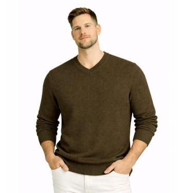 Imagem de Blusa Suéter Masculino Em Tricot Frio Casaco Grosso - KantyLan, Marrom