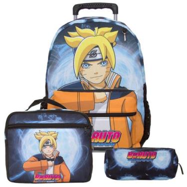 Imagem de Kit Mochila Escolar Infantil de Rodinha Passeio Boruto Anime - TOYS 2U