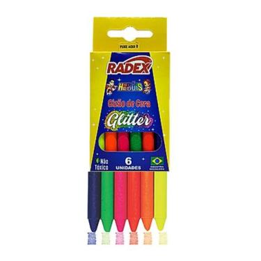 Imagem de Giz De Cera Cor Neon Metálico Glitter e Tons da Face Radex Herois Gizã