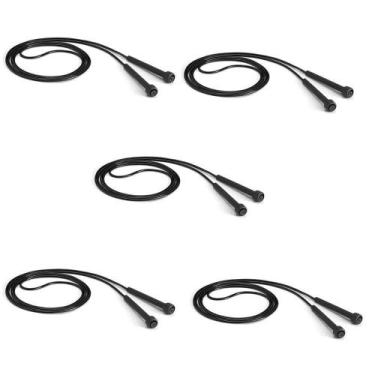 Imagem de Kit 5 Corda de Pular Pvc 275cm para Exercícios Aeróbicos Preto Atrio