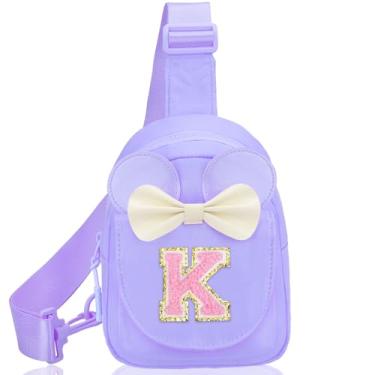 Imagem de Mochilas pequenas para meninas – Presentes de aniversário para meninas, para 3, 4, 5, 6, 7, 8, 9, 10 anos, pochete personalizada, pequena, rosa, bolsa tiracolo para crianças e meninas, Roxa