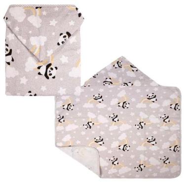 Imagem de Toalha De Banho Para Bebê Estampada Com Capuz Forro De Fralda 67X90 Ba