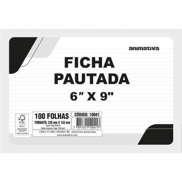 Imagem de Ficha Pautada Papel 150G-M2 Formato 5`` X 8`` Pacote 100 Folhas para Escrita Confortavel Branco