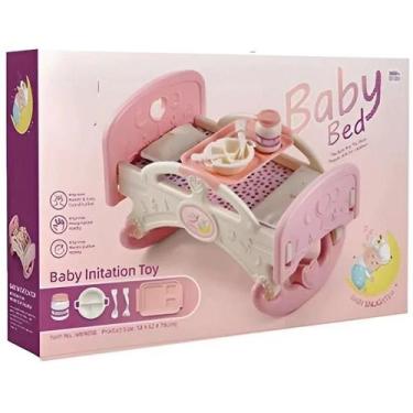 Imagem de Berço para Boneca Cama de Balanço Para Bonecas e Bandeja de Servir Com