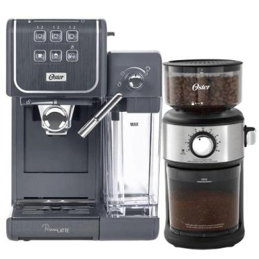 Imagem de Kit Cafeteira Expresso Primalatte Touch Oster Aço Inox 1,5L Cinza 220V