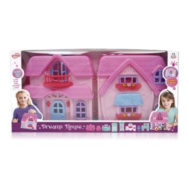 Imagem de Casa Boneca Infantil Maleta Luz Som Móveis Acessórios Portátil Brinque