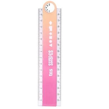 Imagem de Régua Plástica Shapes - 30cm - Dobrável TRIS, ROSA