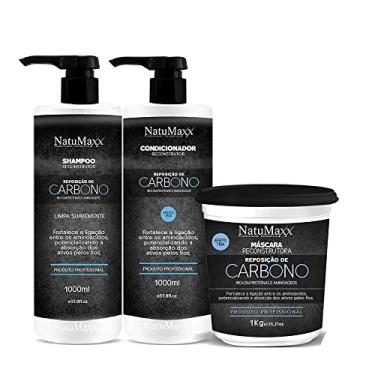 Imagem de Kit Shampoo e Condicionador 1l+ Máscara Carbono 1Kg Natumaxx