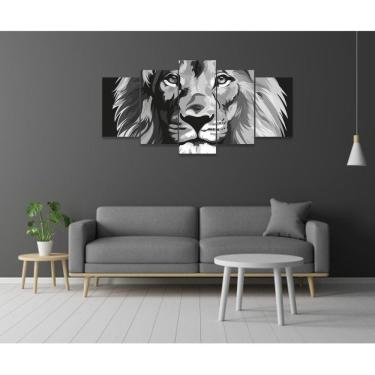 Imagem de Quadro Decorativo Sala Quarto Escritório Leão Preto E Branco
