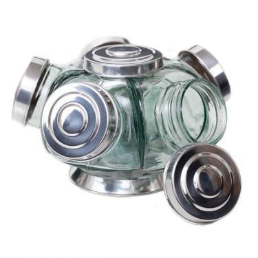 Imagem de Baleiro Giratório Médio Alumínio Vidro Capacidade 2500 Ml