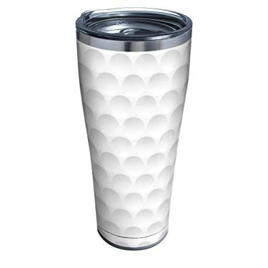 Imagem de Tervis Copo de viagem com isolamento de parede tripla com textura de bola de golfe mantém as bebidas frias e quentes, 850 g Legacy, aço inoxidável