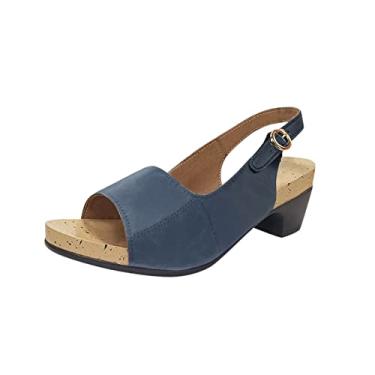 Imagem de Sandálias Gladiador para mulheres sandálias modernas sapatos para mulheres sandálias sapatos individuais femininos salto alto feminino, Azul escuro, 7.5