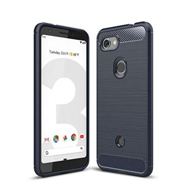 Imagem de YUNCHAO Caixa de telefone Textura escovada Caixa TPU à prova de choque de fibra de carbono para Google Pixel 3 Lite capa para celular