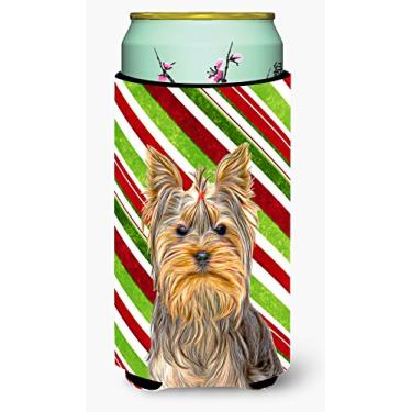 Imagem de Candy Cane Holiday Christmas Yorkie/Yorkshire Terrier Tall Boy Beverage Insulator Hugger KJ1170TBC
