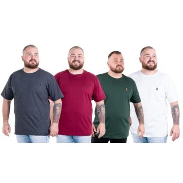 Imagem de Kit 4 Camisetas Camisas Blusas Básicas Masculinas Plus Size G1 G2 G3 Flero Cor:Grafite Bordo Verde Branco;Tamanho:G3