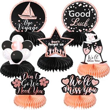 Imagem de 7 peças de decoração de festa para sair, decoração de colmeia We Will Miss You 3D, peças centrais de despedida, para placa de festa para adeus aposentadoria aventura formatura festa decoração de mesa suprimentos