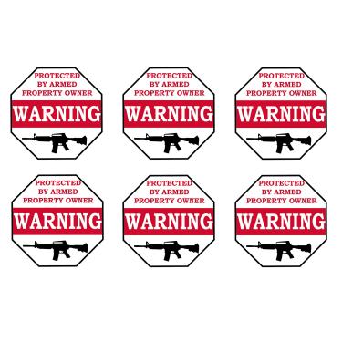 Imagem de Adesivo de segurança Rogue River Tactical No Trespass, aviso, protegido por propriedade armada, pacote com 6, adesivo de sinal, decalque, porta de janela, porta interna, arma de 7,62 x 7,62 cm