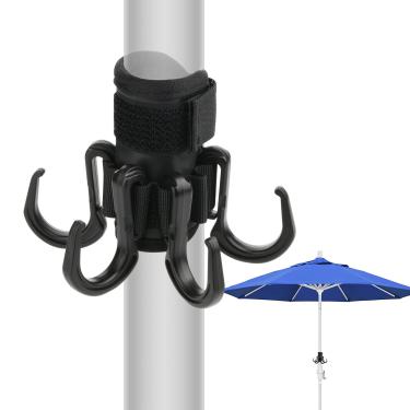 Imagem de Xxerciz Gancho de suspensão de guarda-chuva de praia, gancho de suspensão de guarda-chuva de quintal antiderrapante com 4 ganchos para toalhas, câmera, óculos de sol, chapéus, roupas e bolsas, fácil de instalar para praia, viagens de acampamento