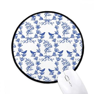 Imagem de Tapete de mouse com símbolo branco azul planta folha tapete redondo para computador