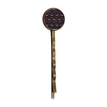 Imagem de Chapéu de cabelo estilo flamingo rosa preto retrô metal