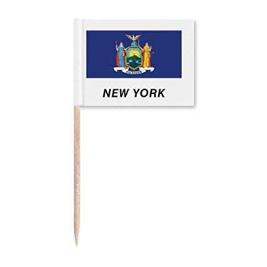 Imagem de Bandeira do Estado Outlines New York Toothpick Flags Marker Topper Decoração de Festa