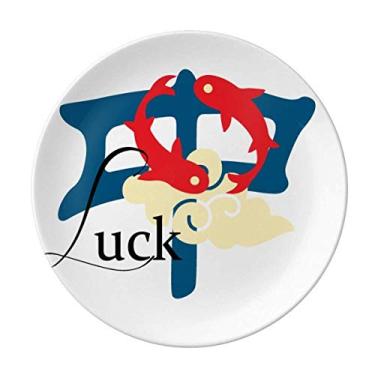 Imagem de Prato decorativo de porcelana para mesa de porcelana e salver da Bênção da sorte da China Carp