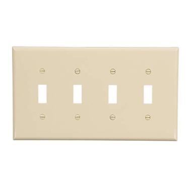 Imagem de EATON PJ4V Arrow Hart Pj4 placa de parede inquebrável tamanho médio, 4 gangues, 10 cm C X 20 cm L X 0 cm T, marfim