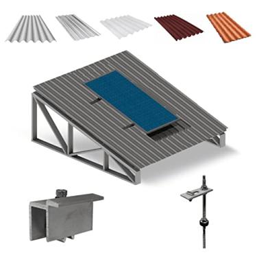 Imagem de Kit Estrutura Suporte Fixador Para 01 Placa Solar Alumínio e Inox Telha Fibro Ondulada em Viga Metálica | Perfil Master
