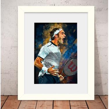 Imagem de Quadro Roger Federer Tenista 56x46cm Vidro + Paspatur W0931