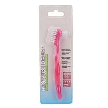 Imagem de Escova para dentaduras, escova de dentes para dentaduras, escova de limpeza de dentaduras para idosos de dupla face, portátil para remoção de sujeira de placas, escova de limpeza(pink), Escova pa