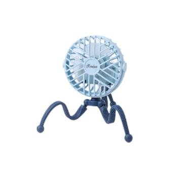 Imagem de LUKYRA Ventilador de carrinho de bebê, ventilador portátil de 3 velocidades, ventilador de mesa pessoal operado por bateria com tripé flexível, mini ventilador portátil para assento de carro, esteira, acampamento (TJ-02A azul)