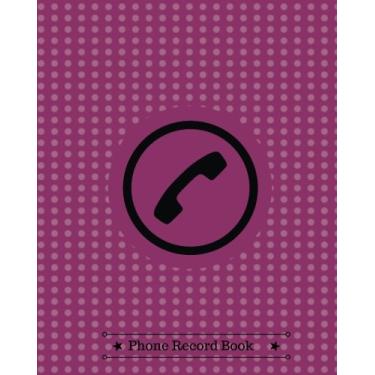 Imagem de Livro de registro telefônico: capa de fundo roxo pontilhado de bolinhas design de telefone diário caderno para registar, rastrear, monitorar chamadas e correio de voz 8" X ... 1.500 mensagens: volume 32 (livro de registro de telefone)