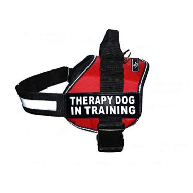 Imagem de Coleira de nylon para cães Therapy Dog in Training. A compra vem com 2 cães de terapia reflexiva em caminhos de treinamento. Meça seu cão antes de fazer o pedido (circunferência de 76 a 106 cm,