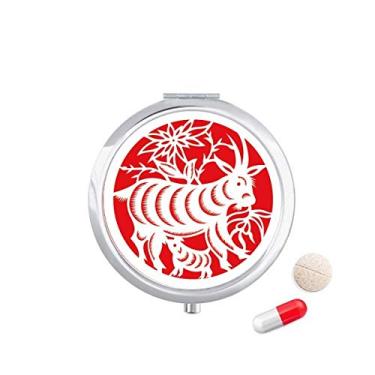 Imagem de Estojo de pílula de arte do zodíaco chinês, cortado em papel, caixa de armazenamento de medicamentos, dispensador de recipiente