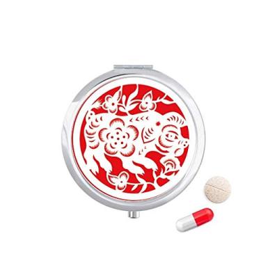 Imagem de Estojo de pílula de arte do zodíaco chinês, cortado em papel, caixa de armazenamento de medicamentos, dispensador de recipiente