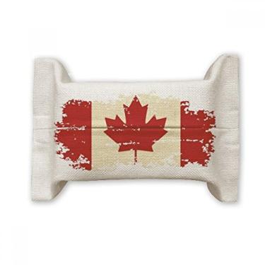 Imagem de Bolsa de linho de algodão e folha de bordo para a bandeira canandiana e papel para lenços faciais