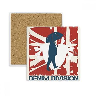 Imagem de Tapete de porta-copos vermelho azul com estampa de guarda-chuva Graffiti Street Square Porta-copos caneca suporte subplaca pedra isolante