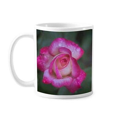 Imagem de Caneca de cerâmica com pétalas de flores rosa e linda caneca de porcelana de café