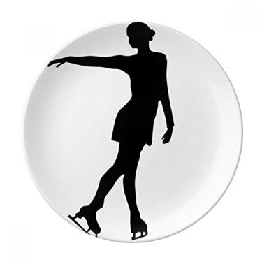 Imagem de Prato de patinação feminina de inverno com estampa esportiva de porcelana Salver louças de jantar