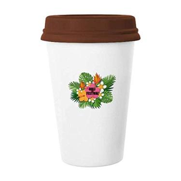 Imagem de Caneca Holi de flores tropicais colorida caneca de café copo de cerâmica
