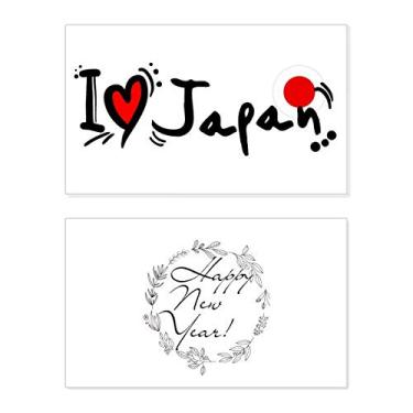 Imagem de I Love Japan Word Flag Heart New Year Festival Greeting Card Bless Message Gift