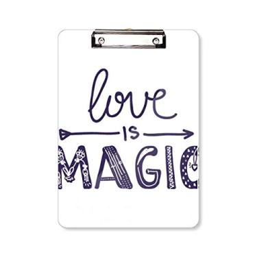 Imagem de Love is Magic Prancheta fofa estilo citação pasta, bloco de escrita A4